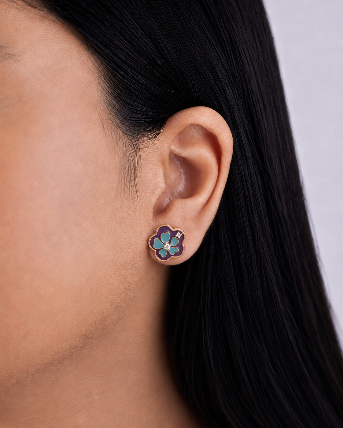 Bloom Enamel Flower Stud Earrings | 92.5 Sterling Silver