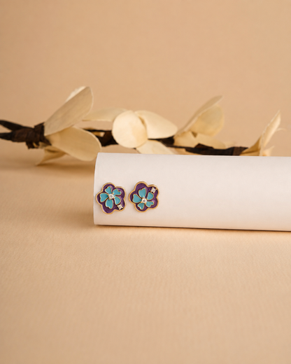 Bloom Enamel Flower Stud Earrings | 92.5 Sterling Silver