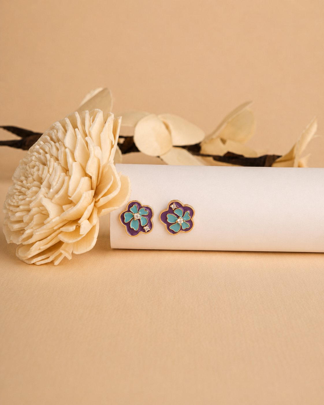 Bloom Enamel Flower Stud Earrings | 92.5 Sterling Silver