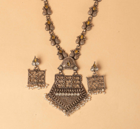 Temple Oxidized Silver Necklace
