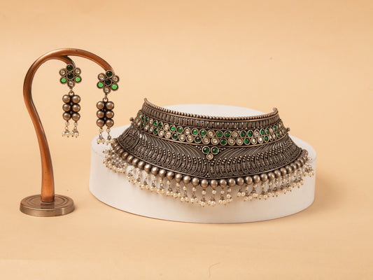 Choker Vintage Oxidized Necklace Set