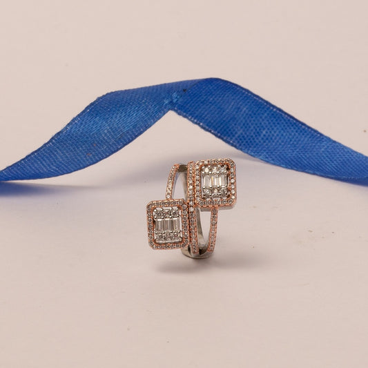 Baguette diamond bypass Silver Ring