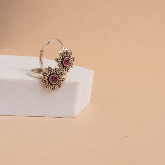 Floral Red Silver Toering
