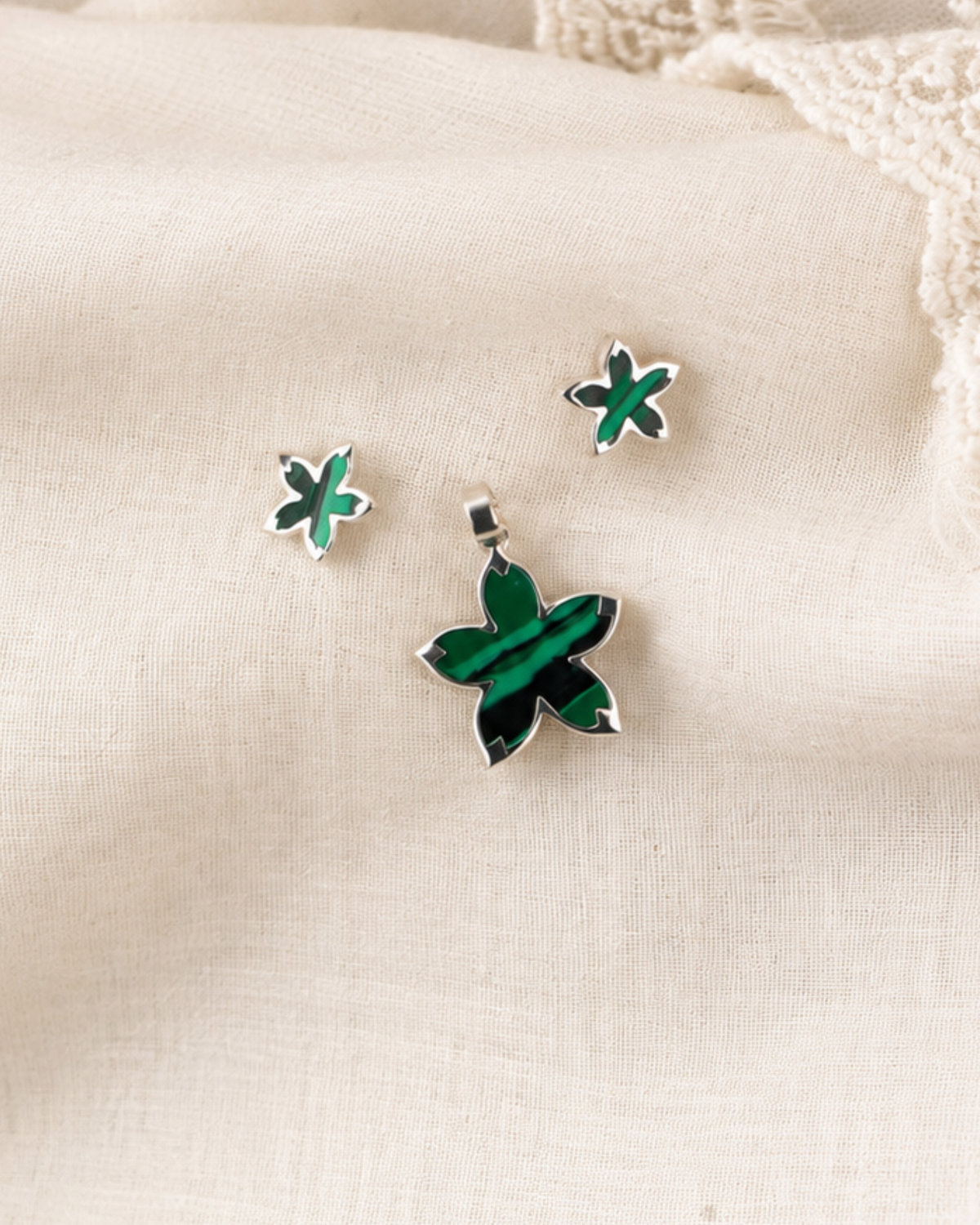 Abalone Star Pendant & Stud Earrings Set | 92.5 Sterling Silver