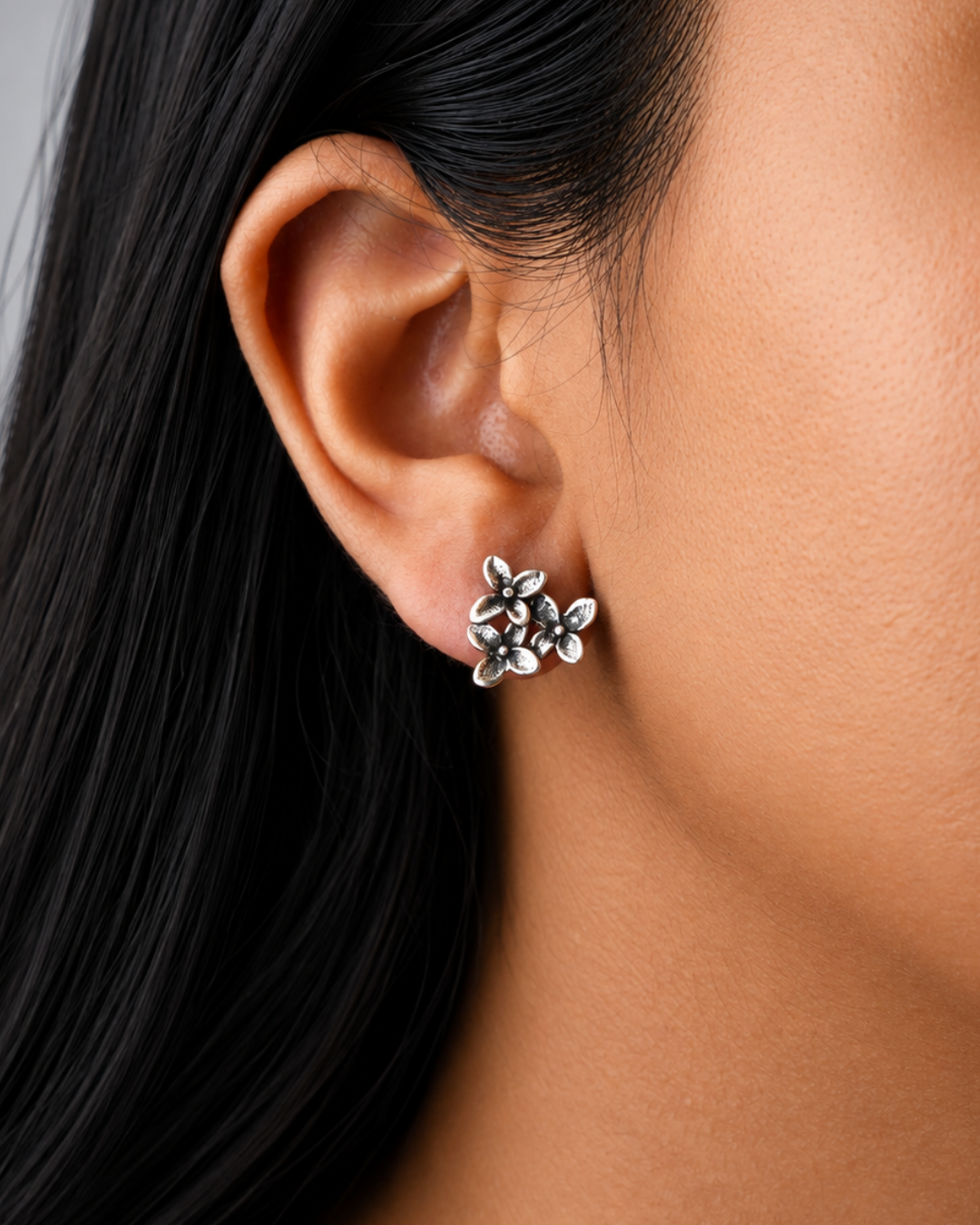 Floral Cluster Stud Earrings | 92.5 Sterling Silver