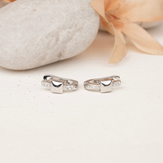 Square Silver Hoop Earrings