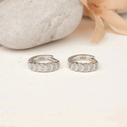 Block Silver Hoop earrings - Silvinity
