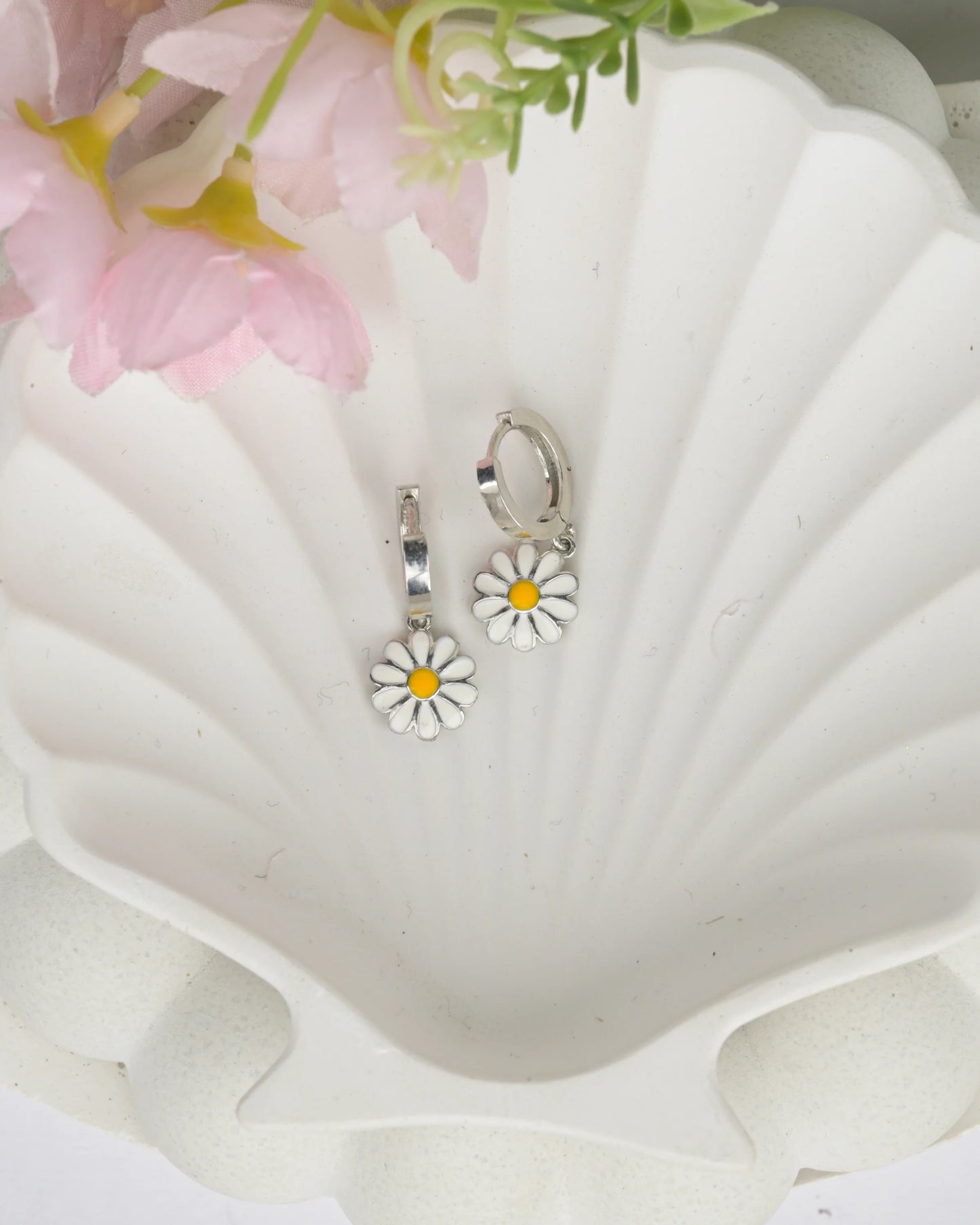 Daisy Charm Hoop Earrings - earring