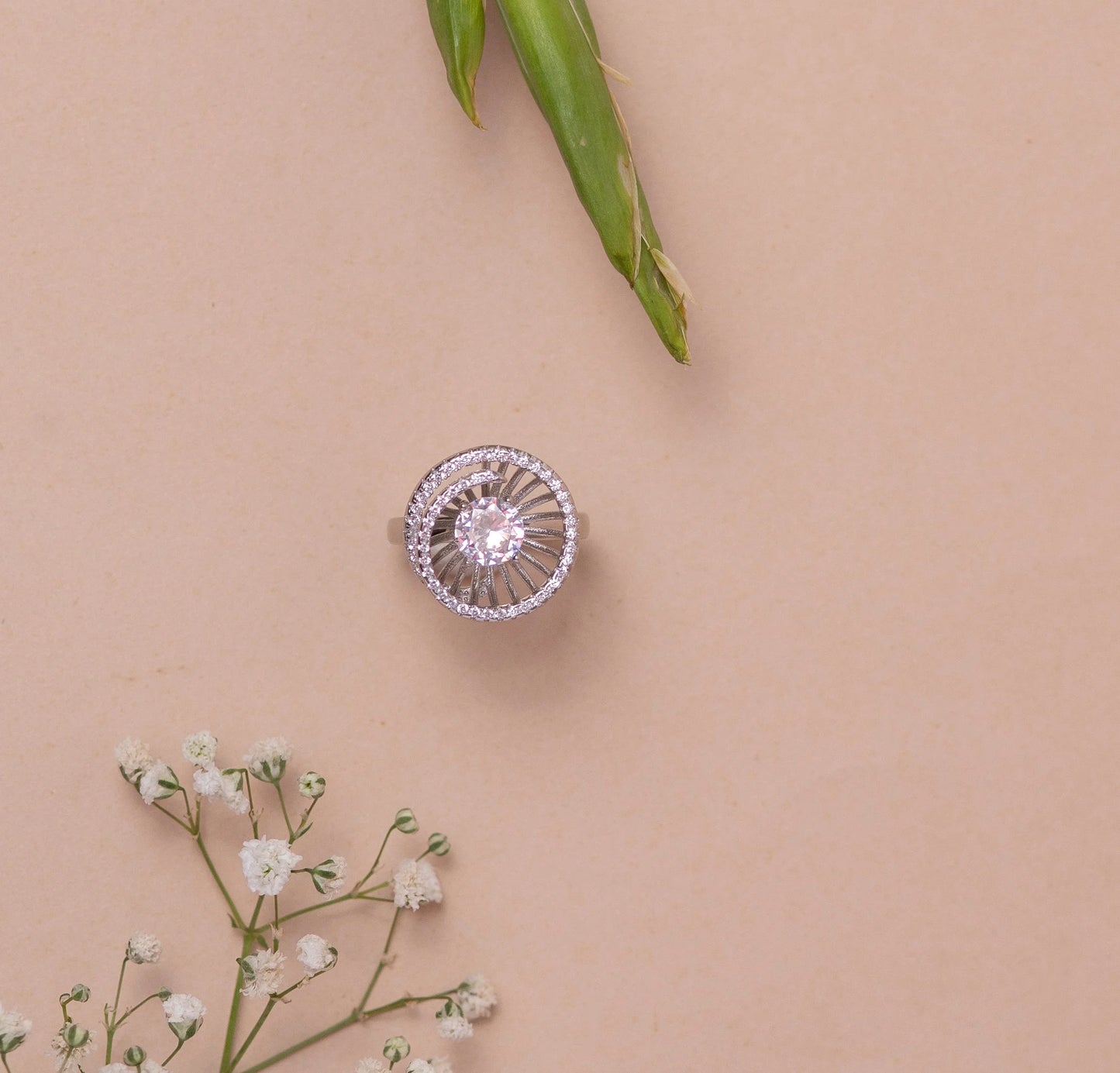 Diamond Stone Silver Ring - 11 - rings