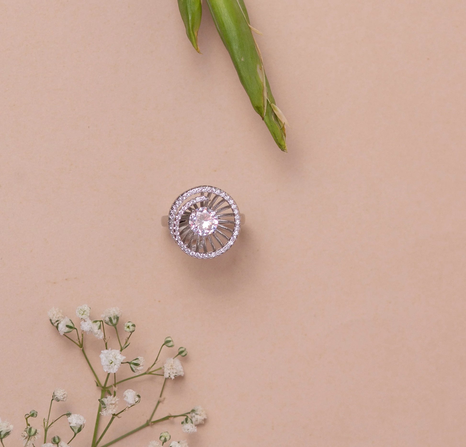 Diamond Stone Silver Ring - 11 - rings