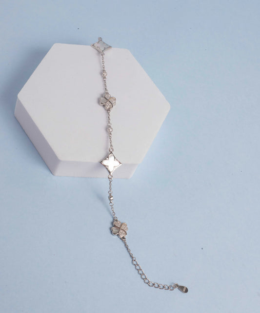 Floral Star Silver Bracelet - Bracelets