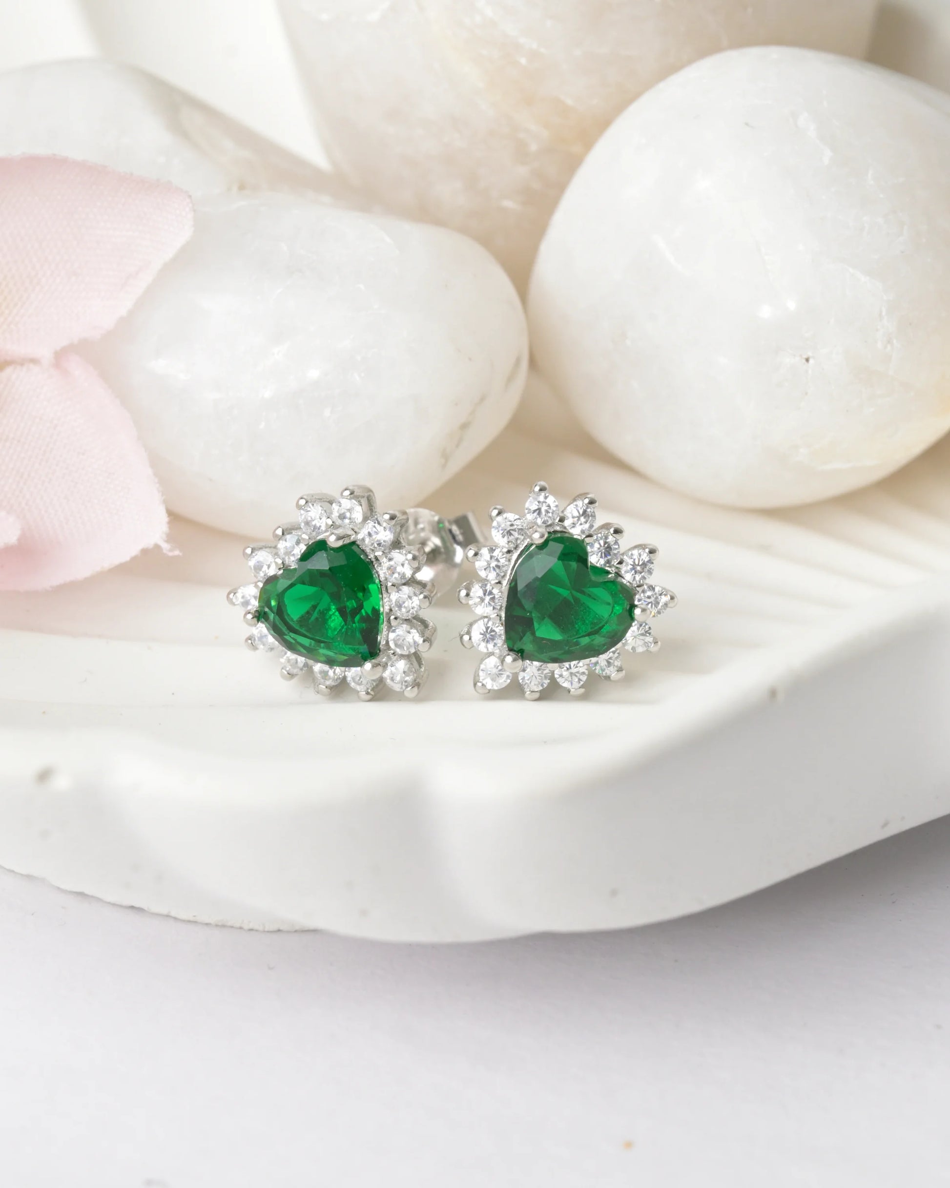 Green Heart Spark Studs Earrings - earring
