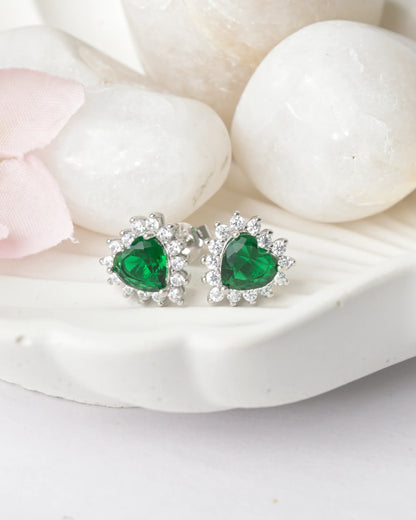 Green Heart Spark Studs Earrings - earring