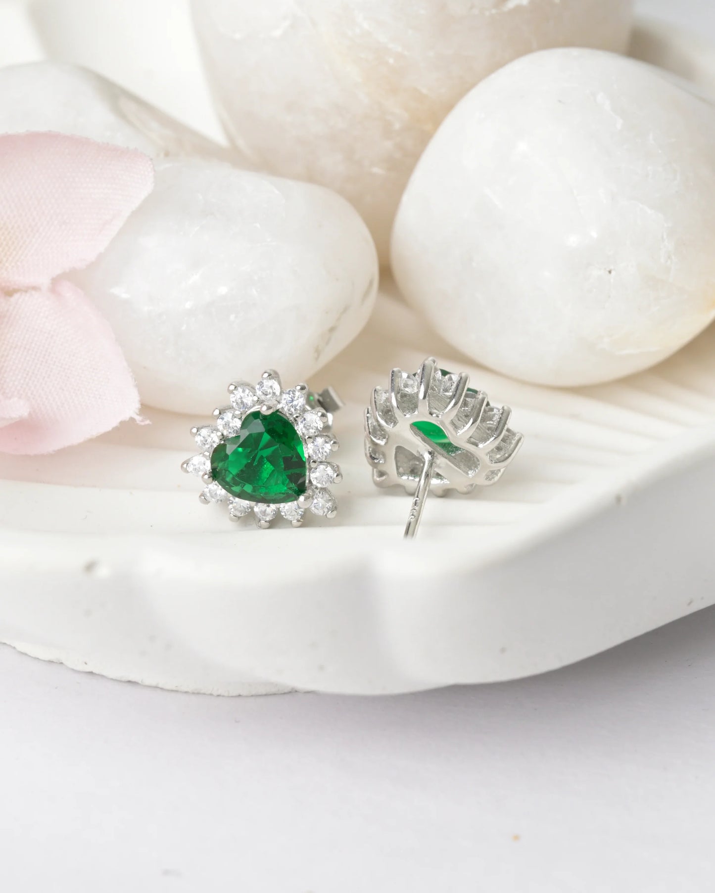 Green Heart Spark Studs Earrings - earring