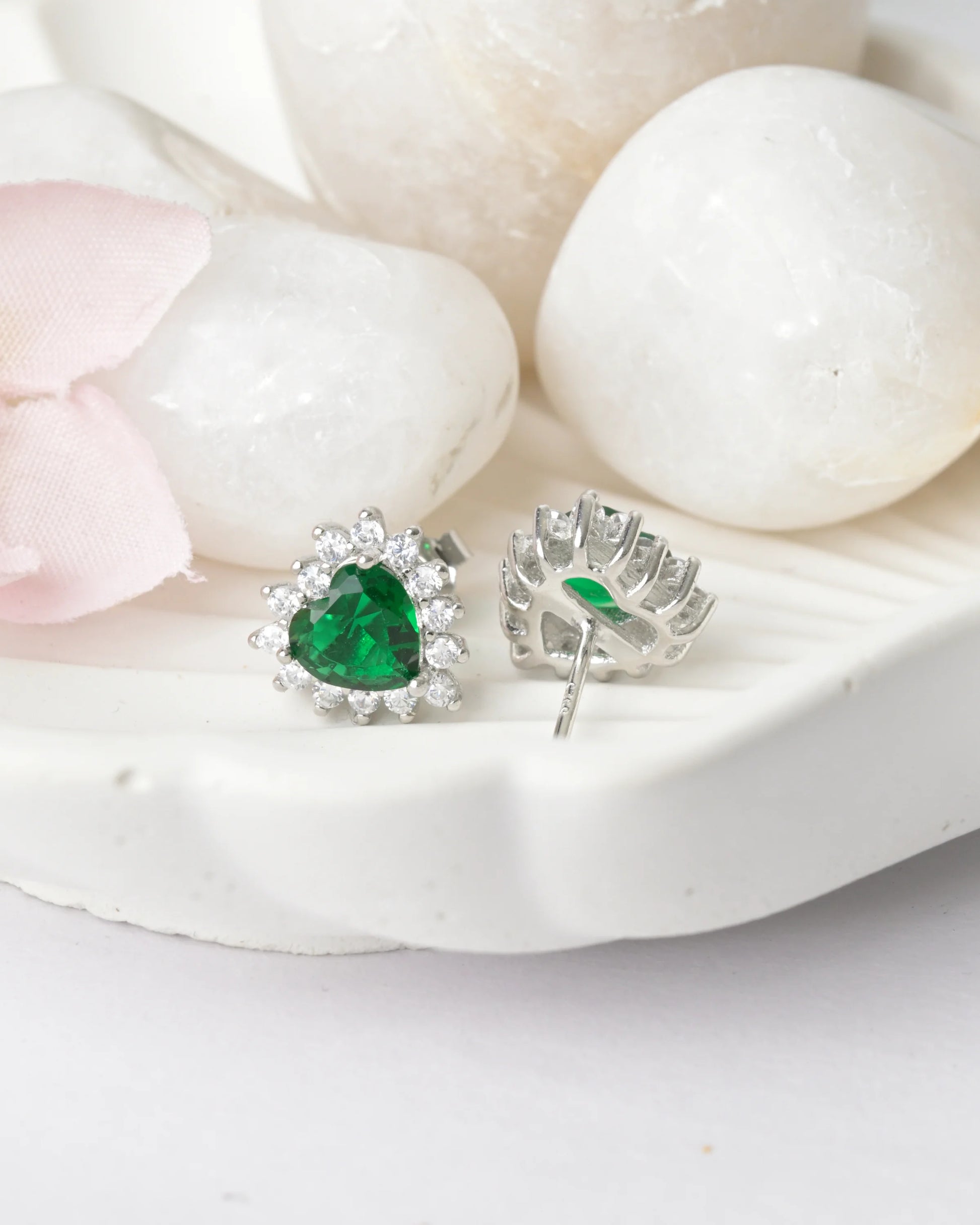 Green Heart Spark Studs Earrings - earring