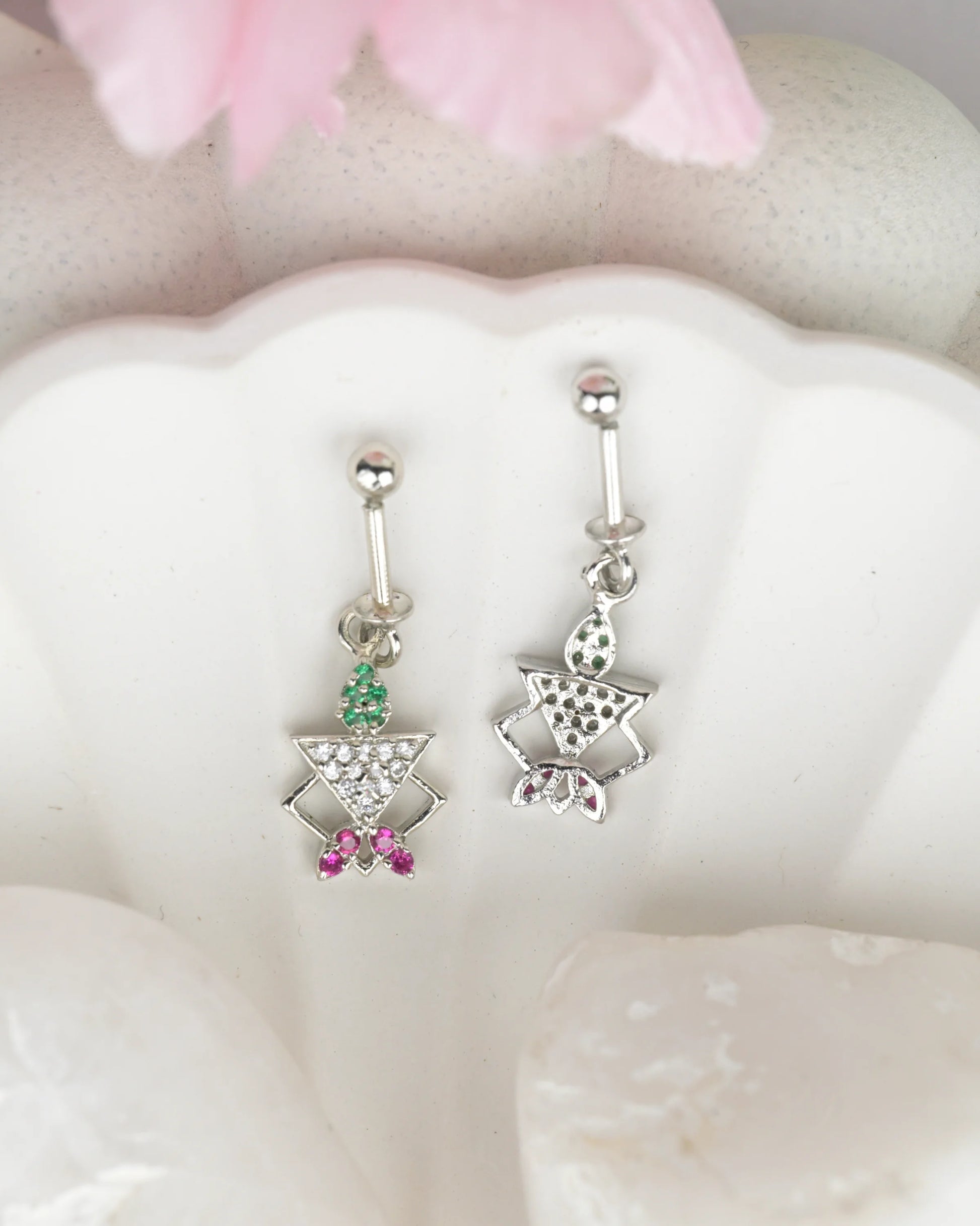 Grid Crystal Drop Bugdi Earrings - earring