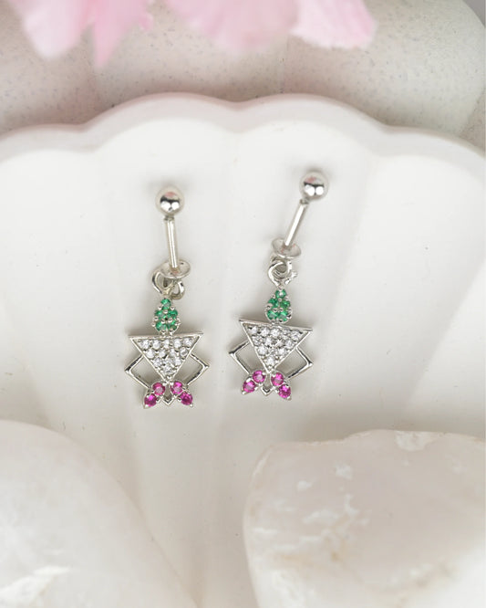 Grid Crystal Drop Bugdi Earrings - earring