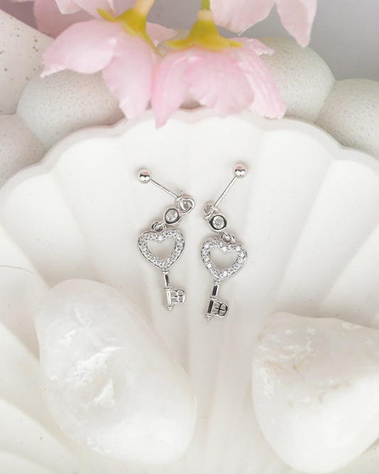 Heart Key Drop Bugdi Earring - earring