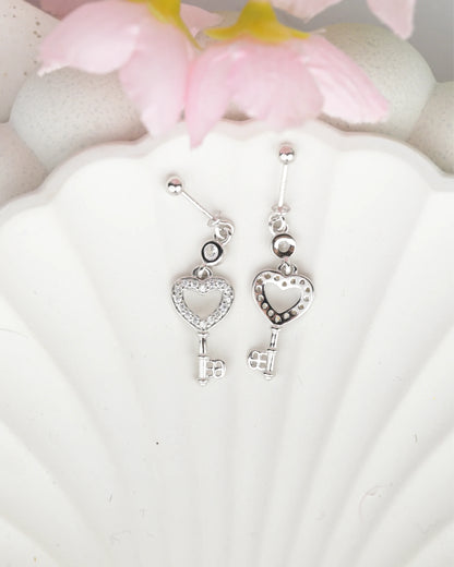 Heart Key Drop Bugdi Earring - earring