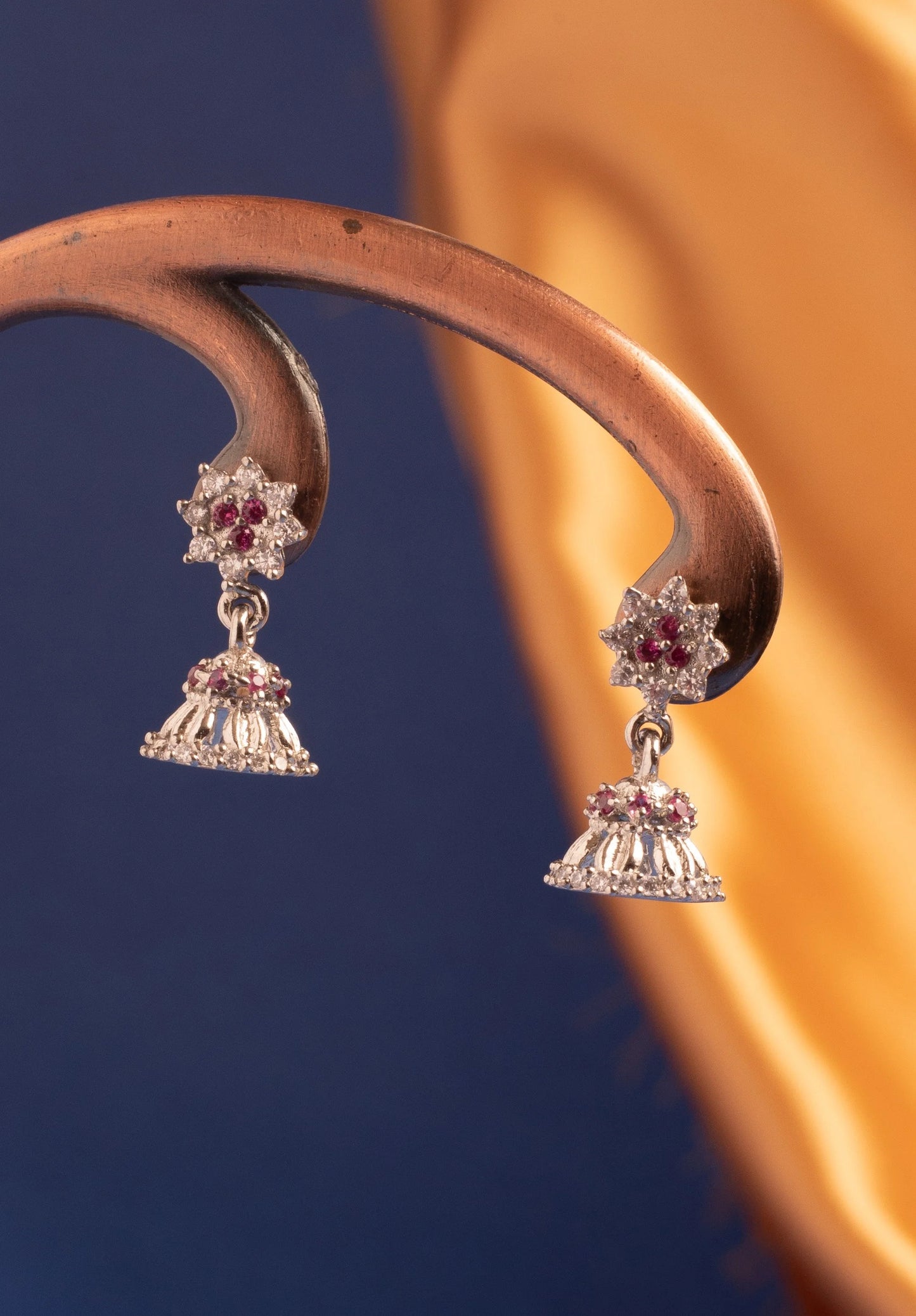 Petite Red Jhumka Earrings - earring
