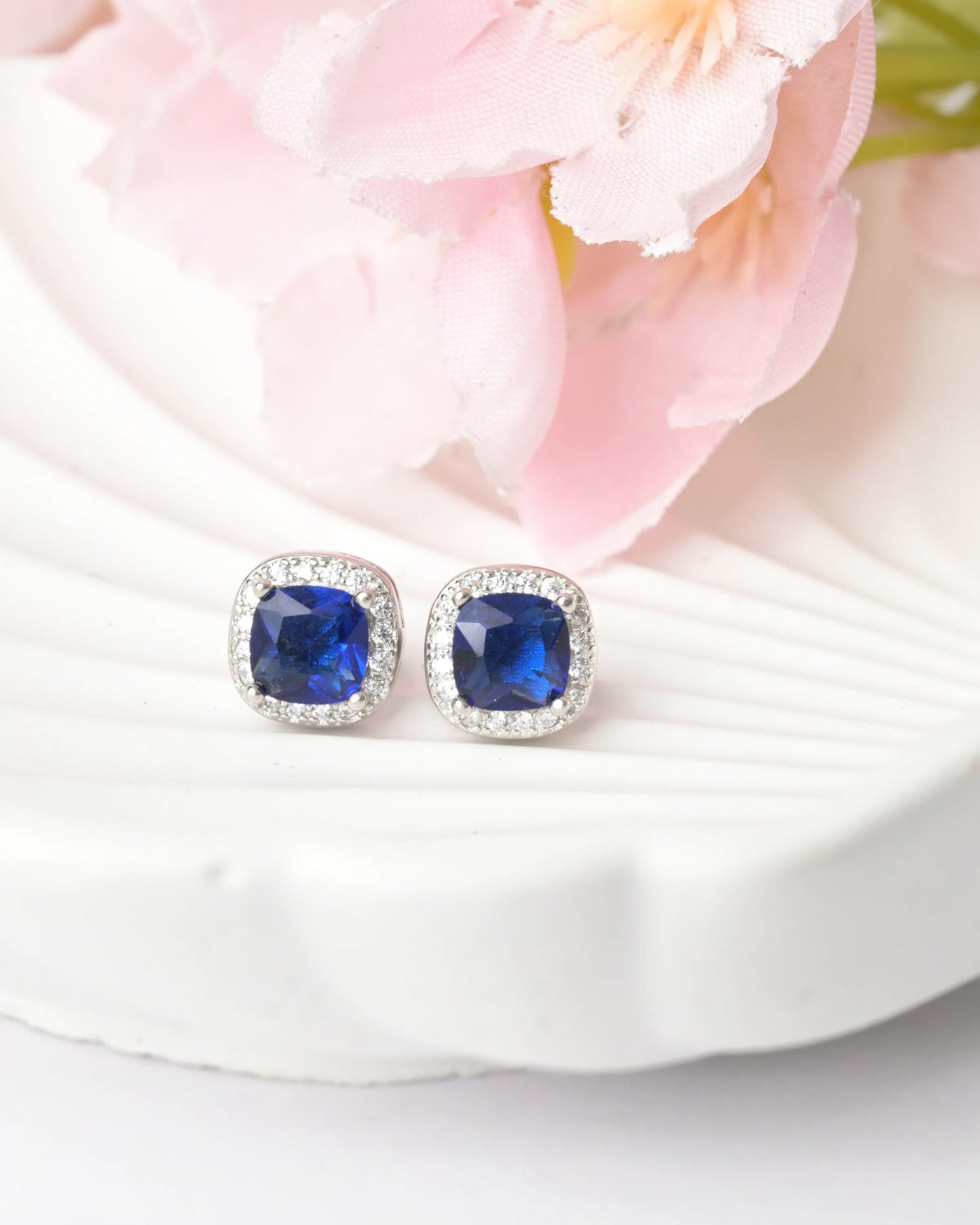 Royal Sapphire Cushion Earrings - earring