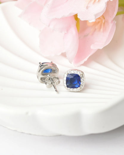 Royal Sapphire Cushion Earrings - earring
