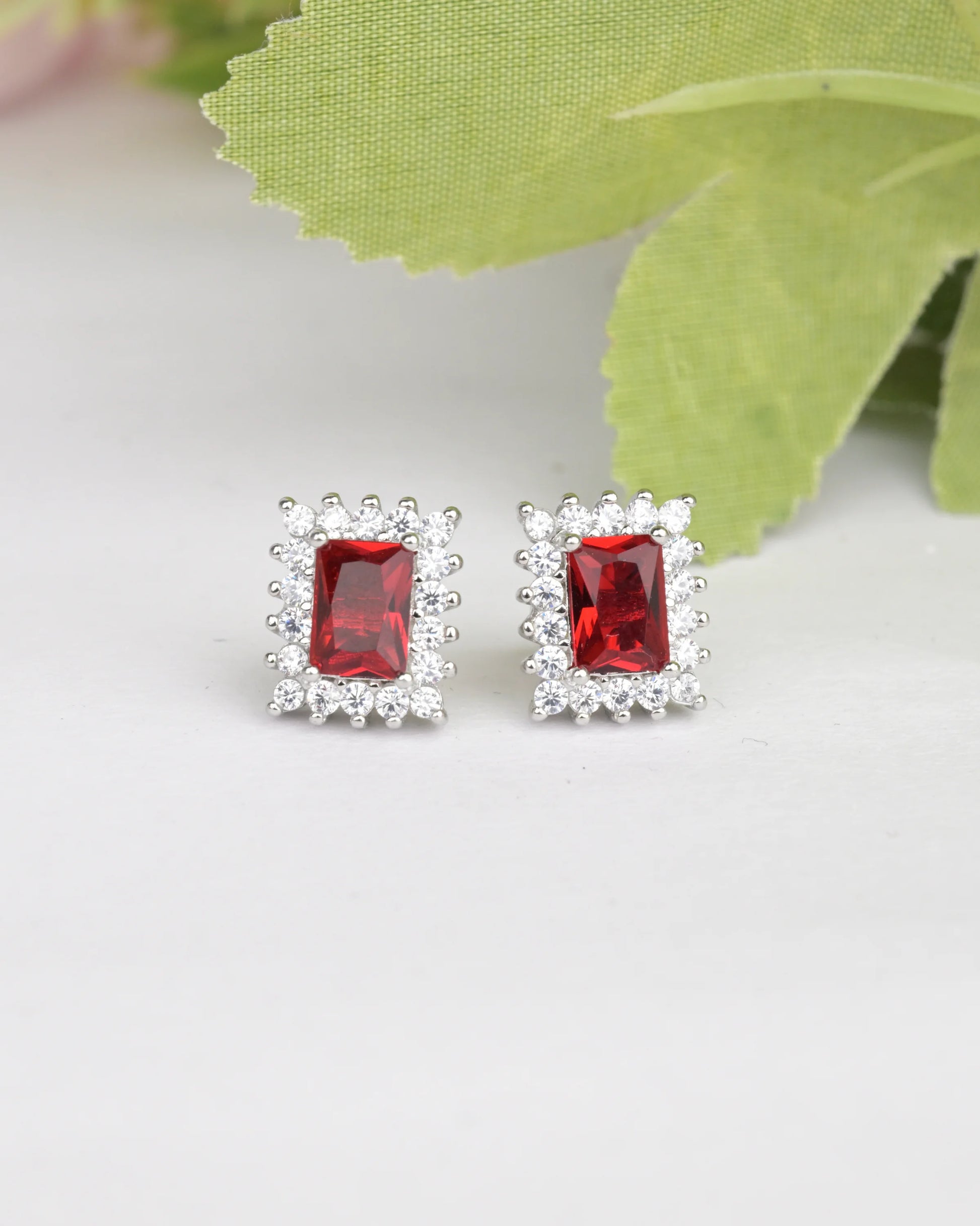 Ruby Halo Stud Earrings - earring