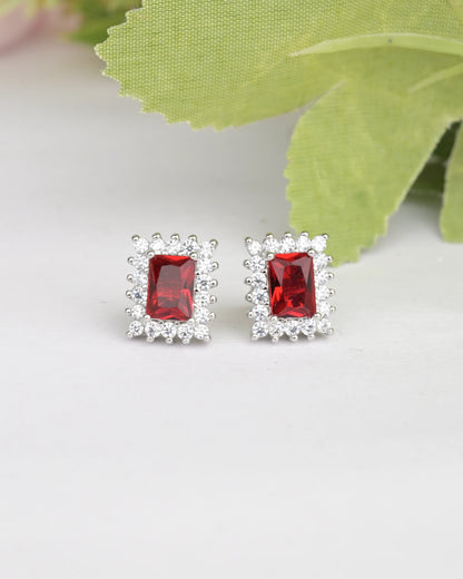 Ruby Halo Stud Earrings - earring