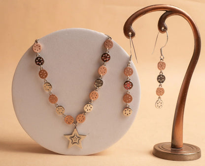 Silver Necklace With Dangling Earrings - Chain Pendant