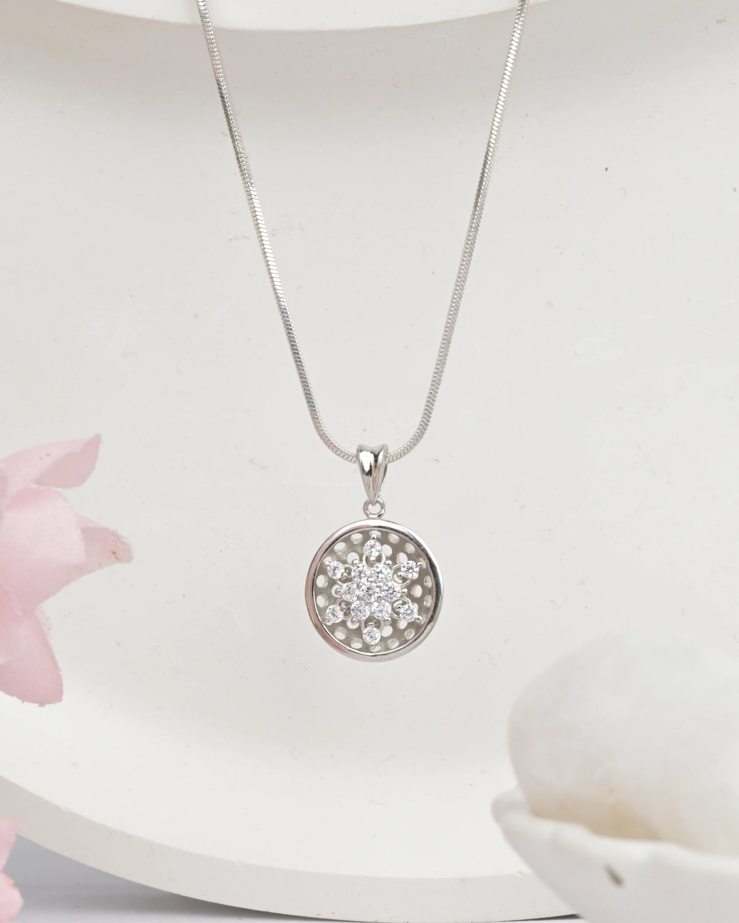 Snowburst Sterling Silver Pendant - Chain Pendant