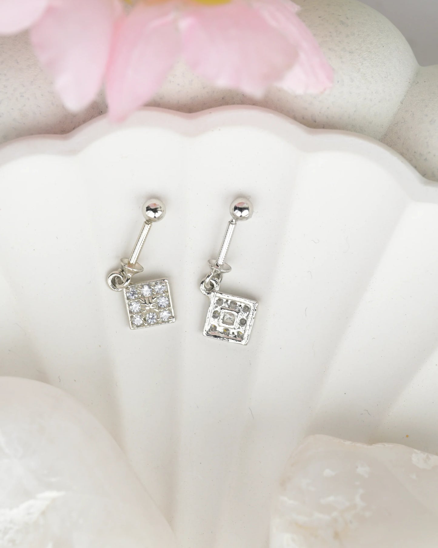 Square Crystal Drop Bugdi Earrings - earring