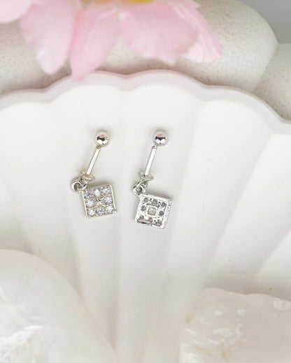 Square Crystal Drop Bugdi Earrings - earring