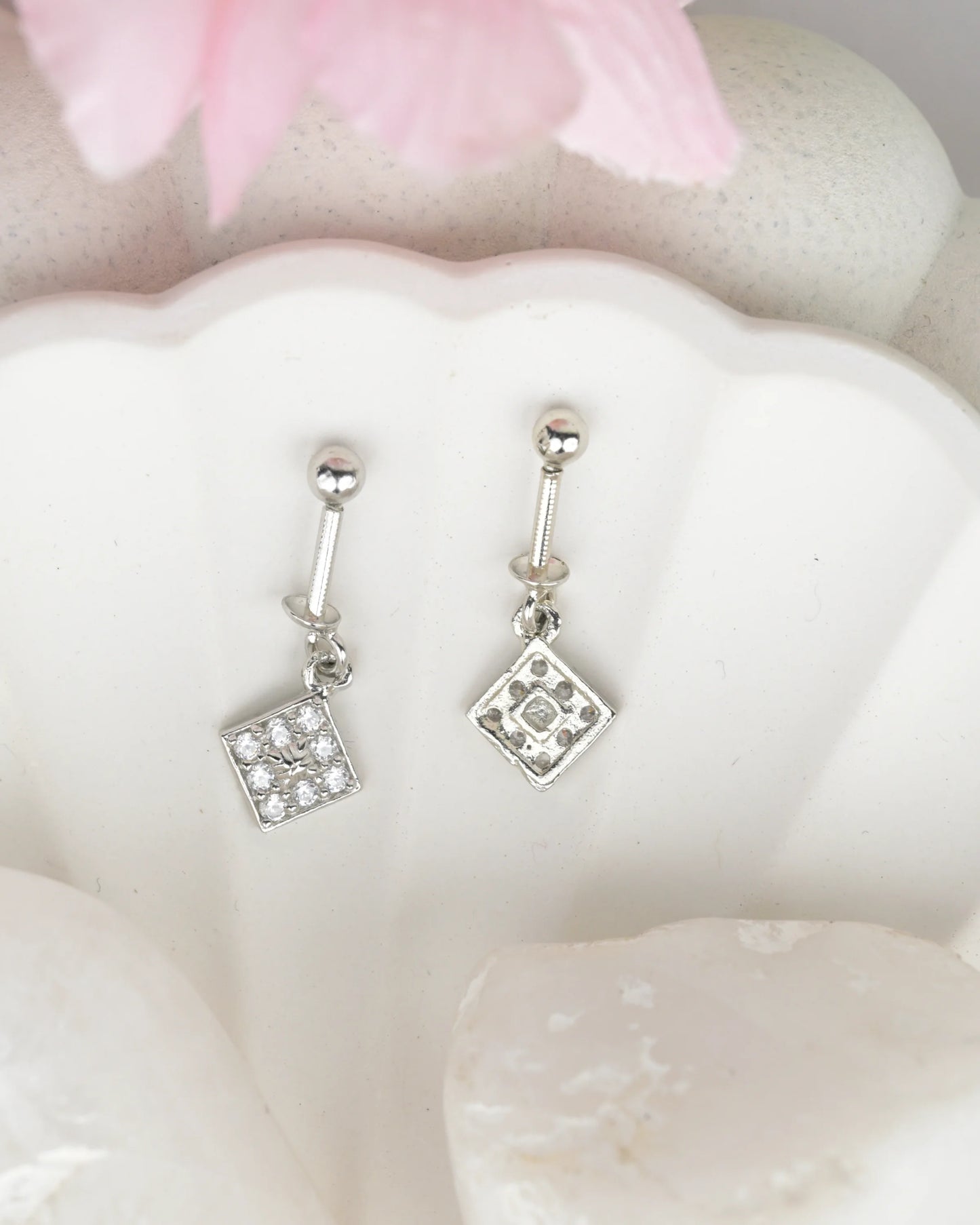 Square Crystal Drop Bugdi Earrings - earring