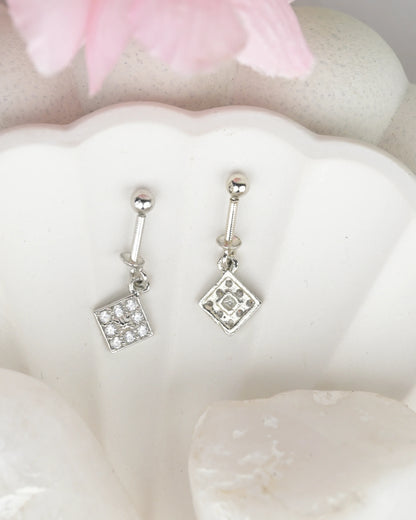 Square Crystal Drop Bugdi Earrings - earring
