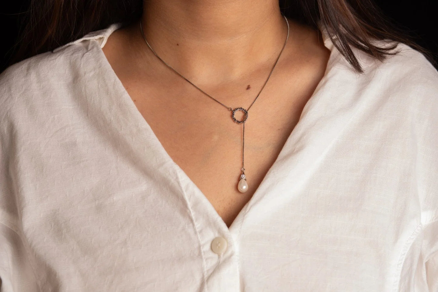 Stylish Pearl Pendent Silver Chain - Chain Pendant
