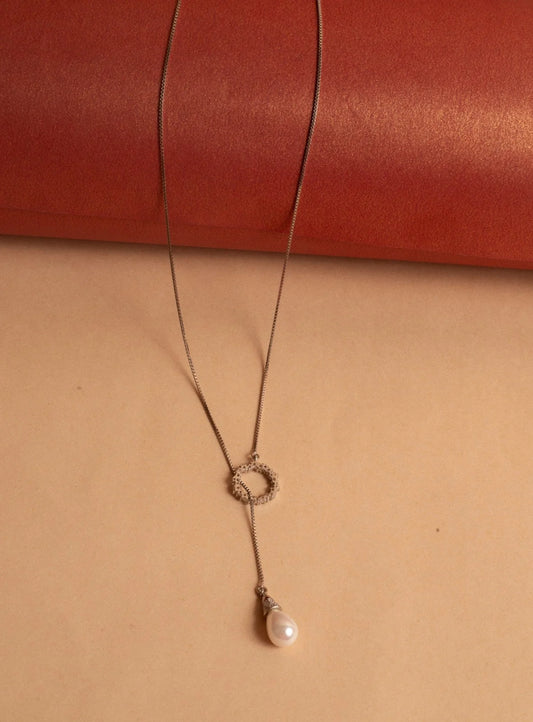 Stylish Pearl Pendent Silver Chain - Chain Pendant