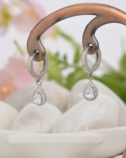 Teardrop Charm Hoop Earrings - earring