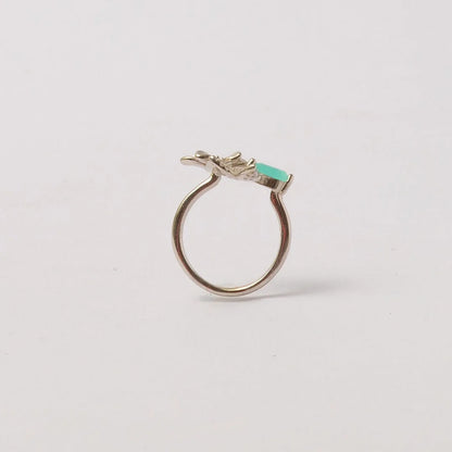 Turquoise Floral Stone Silver Ring - 15 - rings