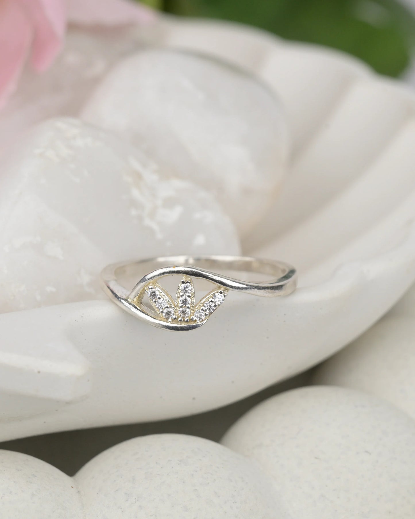 Wave Glow Crystal Ring - 9 - rings